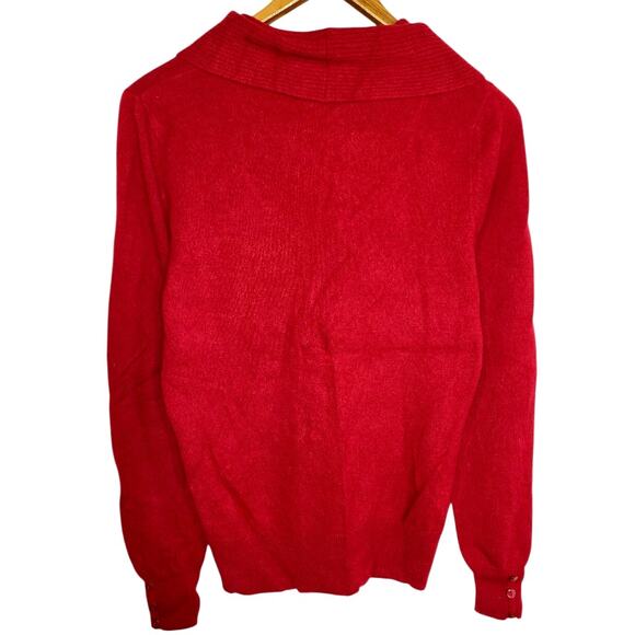 Vintage Prive Cashmere 100% Cashmere V-Neck Sweater Red Soft Lightweight Large - Picture 4 of 7
